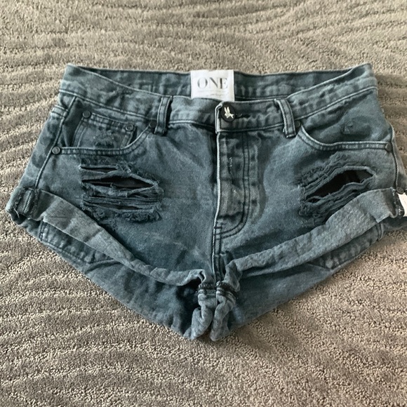 One Teaspoon Pants - One Teaspoon Faded Black Bandit Shorts